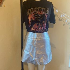 Silver Faux Leather BONGO Mini Skirt